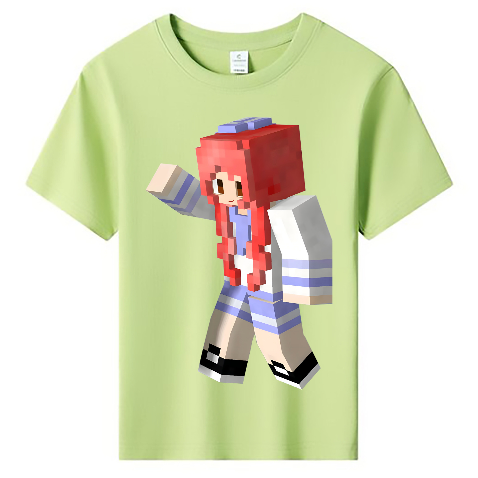 （画像用） マインクラフト ブロックの世界 Minecraft MC Block world 綿100％キッズTシャツ（フロントプリント）